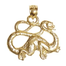 New 14k Yellow Gold Fairy Tale Dragon Pendant