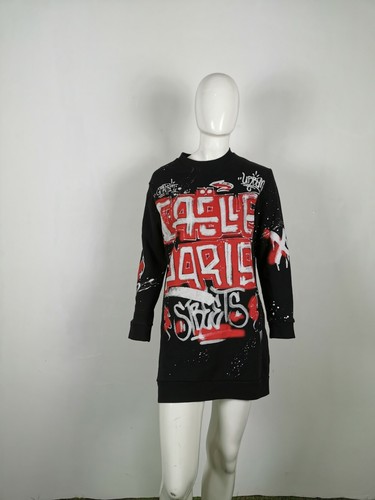 GAELLE VESTITO FELPA MAGLIA MAXI MAGLIA DONNA TAGLIA 1 COLORE NERO ROSSO |  eBay
