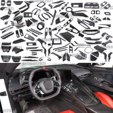 Real Dry Carbon Fiber Full Interior Set Cover Trim Kit For Corvette C8 2020-25