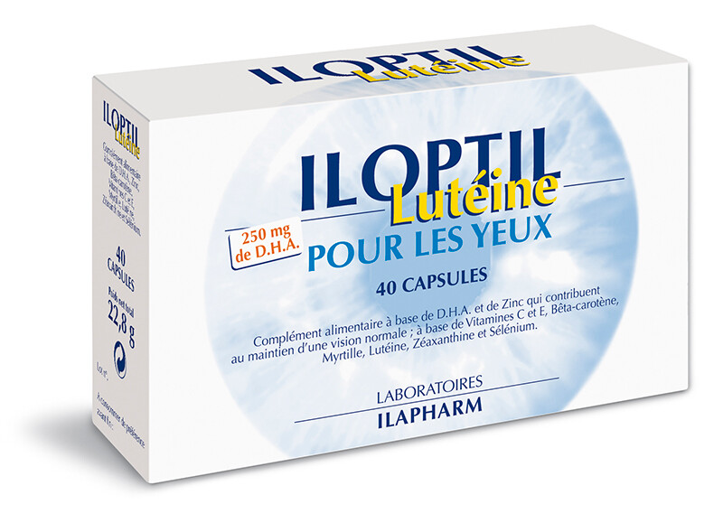 Lutéine et Zéaxanthine Iloptil 40 capsules pour protéger l'œil du stress