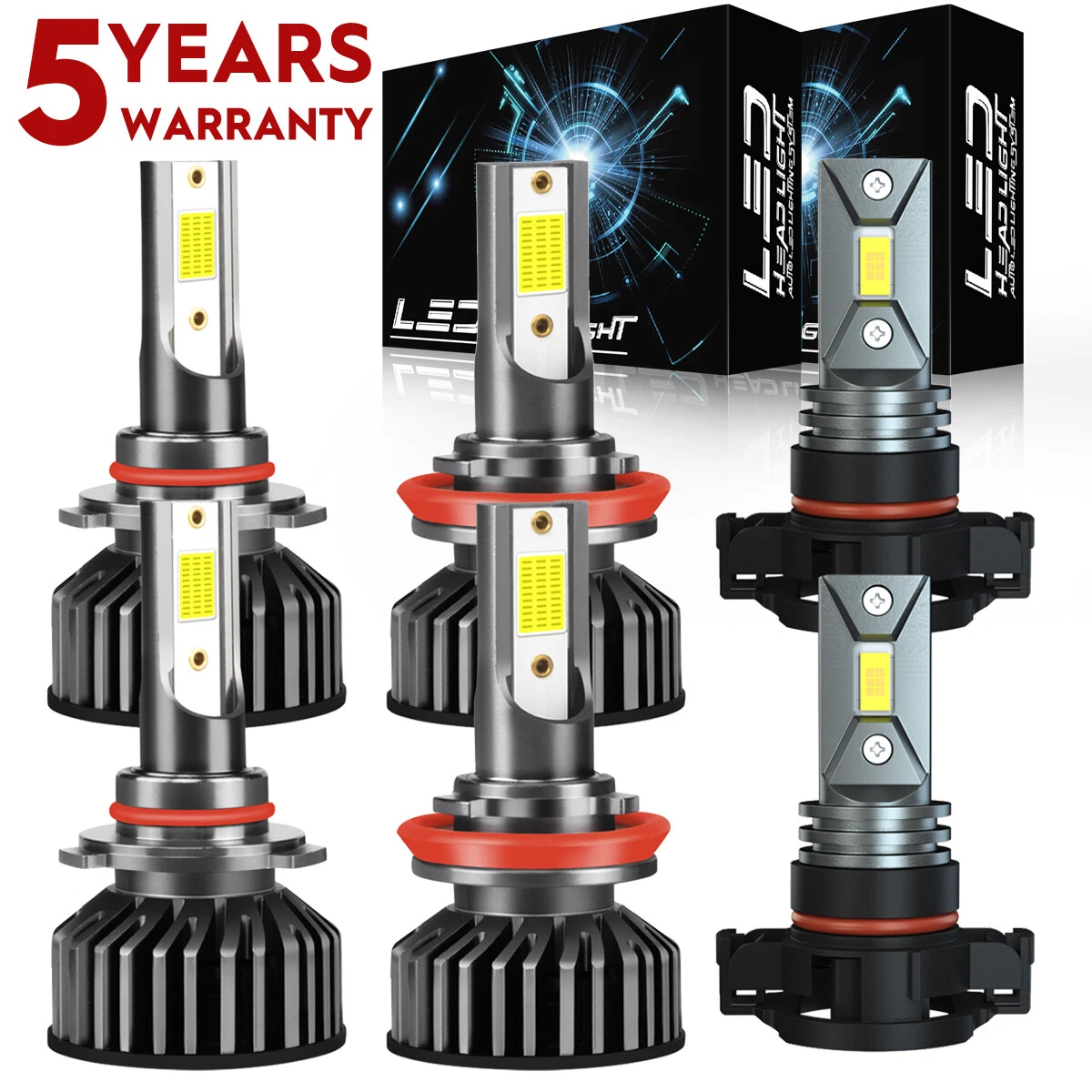 For Jeep Grand Cherokee 2011-2013 LED Headlight High/Low + Fog Lights Bulbs DFQC