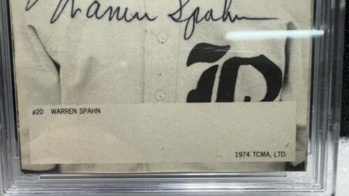 1974 TCMA WARREN SPAHN #20 PSA GRADED AUTH AUTO~Signed Outside Box Across Jersey - Picture 4 of 7