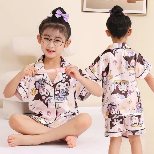 My Melody Kuromi Cinnamoroll Summer Ice Silk Pajamas Thin Homewear set kids - Picture 25 of 36