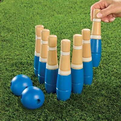 Wooden Skittles Game Indoor Outdoor Lawn Carpet Adult or Child UK