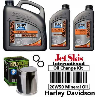Harley Davidson V-Twin Oil Change Kit 20W50 Primary/Transmission Oil/O-Rings