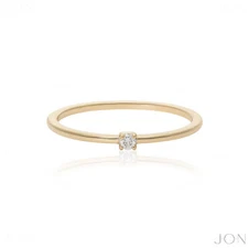 14K Gold 0.03 Ct Natural Diamond Simple Engagement Promise Ring-For Gifting