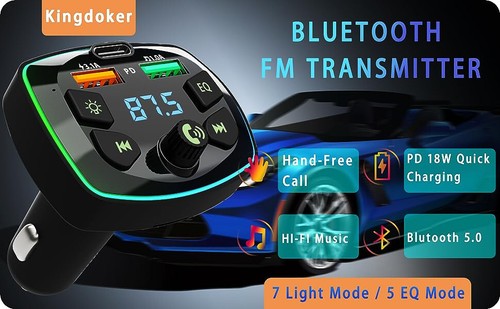 Bluetooth Car FM Transmitter, Dual USB Port and Type C PD Car Charging - Picture 7 of 7