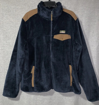 Vintage LL Bean Blue Deep Pile Fleece Jacket Sherpa Sweater Sz XL