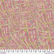 Tim Holtz Palette Palette Pink Map Sold by The 1/2 Yard