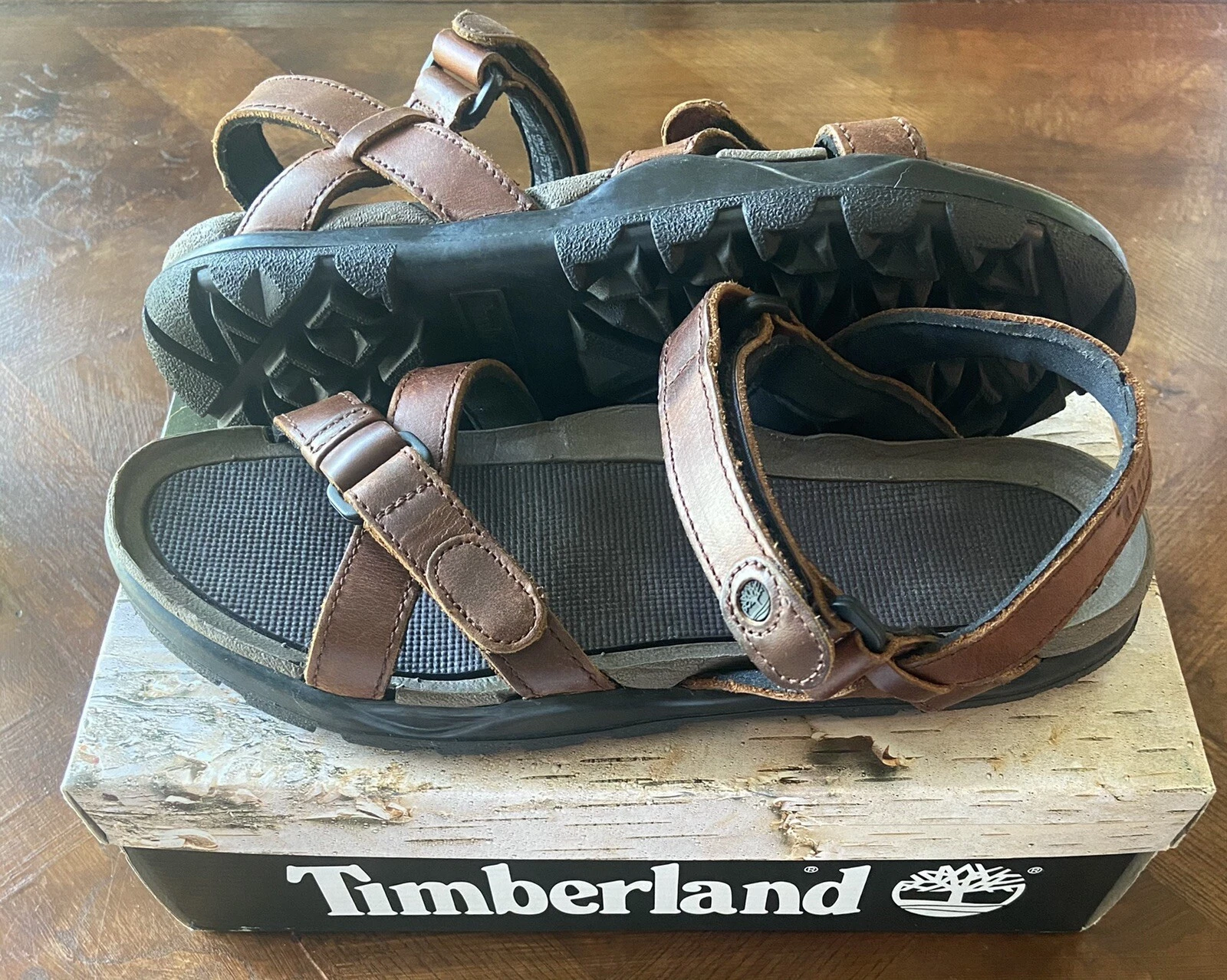 OTTIME CONDIZIONI VINTAGE Timberland sandali da trail donna 10 M pelle marrone 95398