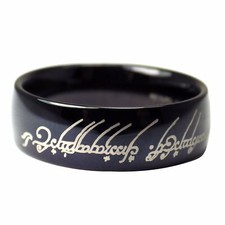 The One Ring Black Tungsten Lord of the Rings Elvish Text Band 8mm Size 13