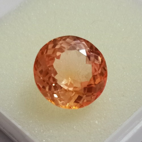Pietra preziosa bicolore giallo-arancio sfalerite forma tonda 13,70 ct impeccabile JM130 - Foto 7 di 12