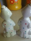 Vintage Set of 2 Ceramic Musician's Clown Figurines, Polka Dot outfits — photo 4