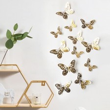 12 pcs 3d cute gold butterfly wall decor, party, wedding, diy