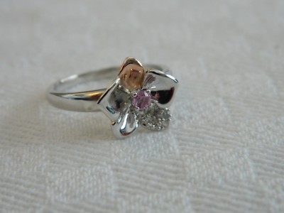 Welsh Clogau Sterling Silver & 9ct Rose Gold Orchid Sapphire Ring size L