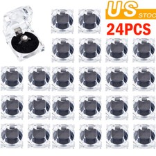 24Pcs Clear Crystal Ring Gift Boxes Earrings Jewelry Storage Black Box