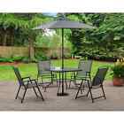 Patio Furniture Set with Umbrella Outdoor Table and Chairs Backyard Garden Gray