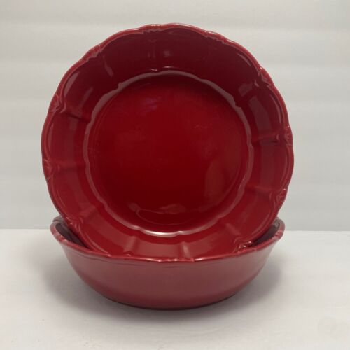 Princess House Pavillion Pasta Bowls | 8.5 in | Berry Red | 808 | Set of 2