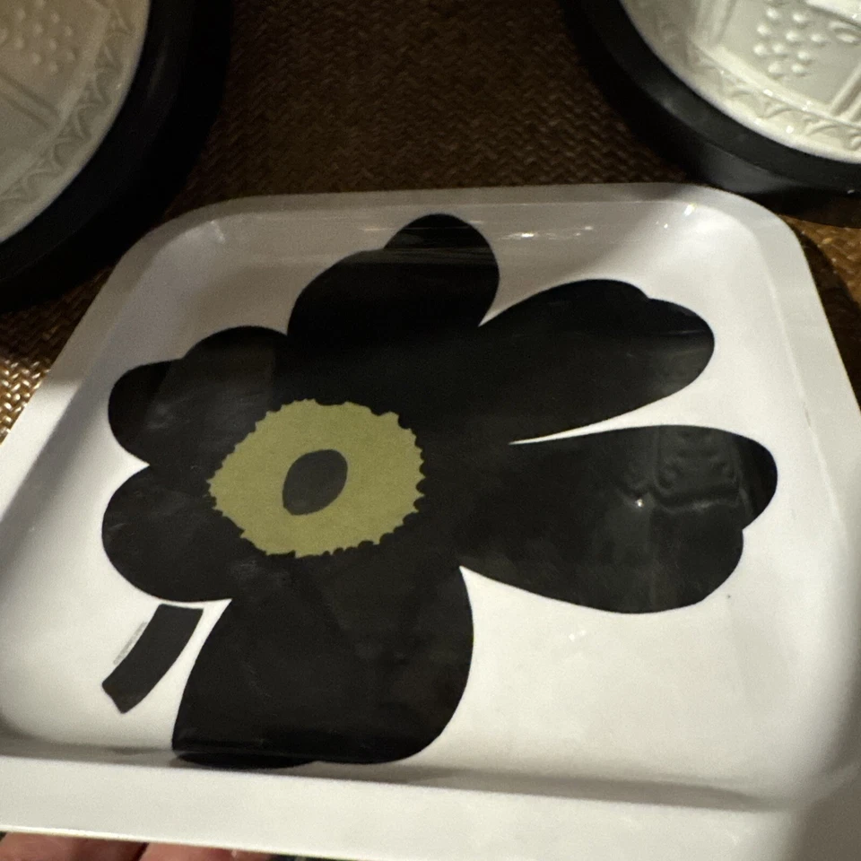 Juego De 10 Bandeja Plato De Melamina Vintage Marimekko Finlandia Unikko Diseño Flor Zak Foto 3 de 4