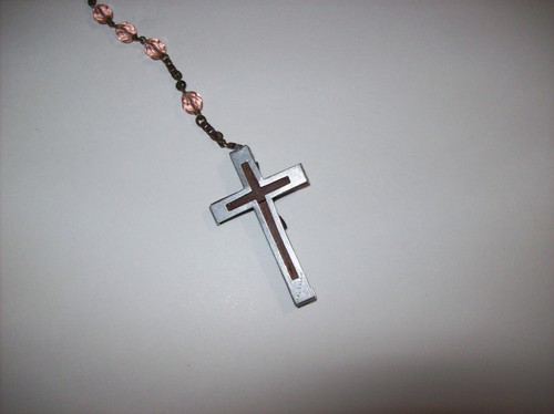 Vintage Light Pink Glass Bead Catholic Rosary, Jerusalem, x - Picture 17 of 22