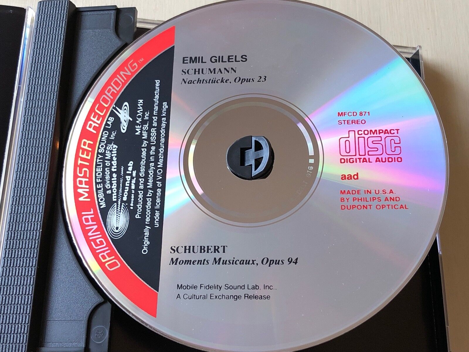 EMIL GILELS SCHUMANN SCHUBERT AUDIOPHILE MOBILE FIDELITY MFSL SILVER CD NOT 24K Niski-
