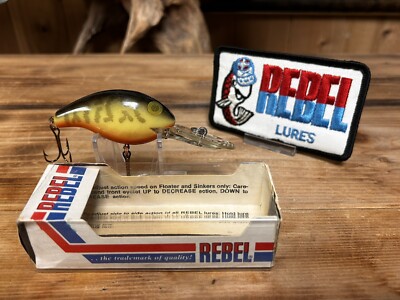 bass fishing lures on ebay Vintage Rebel Deep Mini R Color Perch Rare Bass Fishing Lure