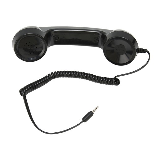 (Black) Retro 3.5mm Telephone Handset Cell Phone Receiver Mic Microphone Fit - Picture 8 of 22