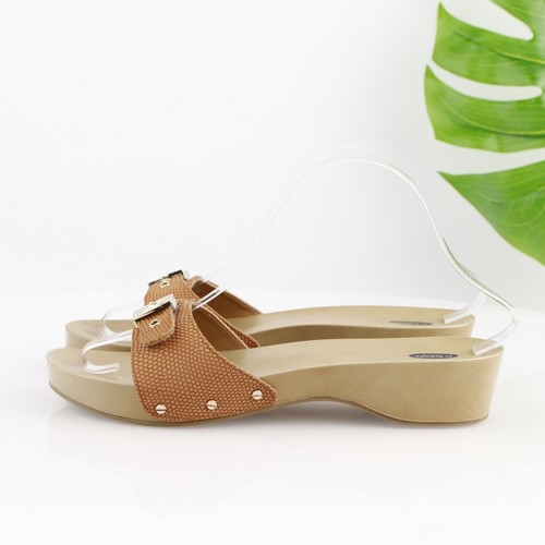Dr Scholls Womens Classic Sandal Size 9 Brown Lizard Wedge Slides Buckle Strap - Picture 7 of 13