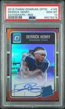2016 Donruss Optic DERRICK HENRY Rated Rookie Auto Red RC #d 44/50 PSA 10 Pop 6