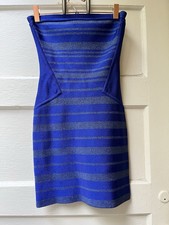 Y2k Guess By Marciano Blue Shimmery Bandage Dress XS Stretchy Bodycon Cocktail