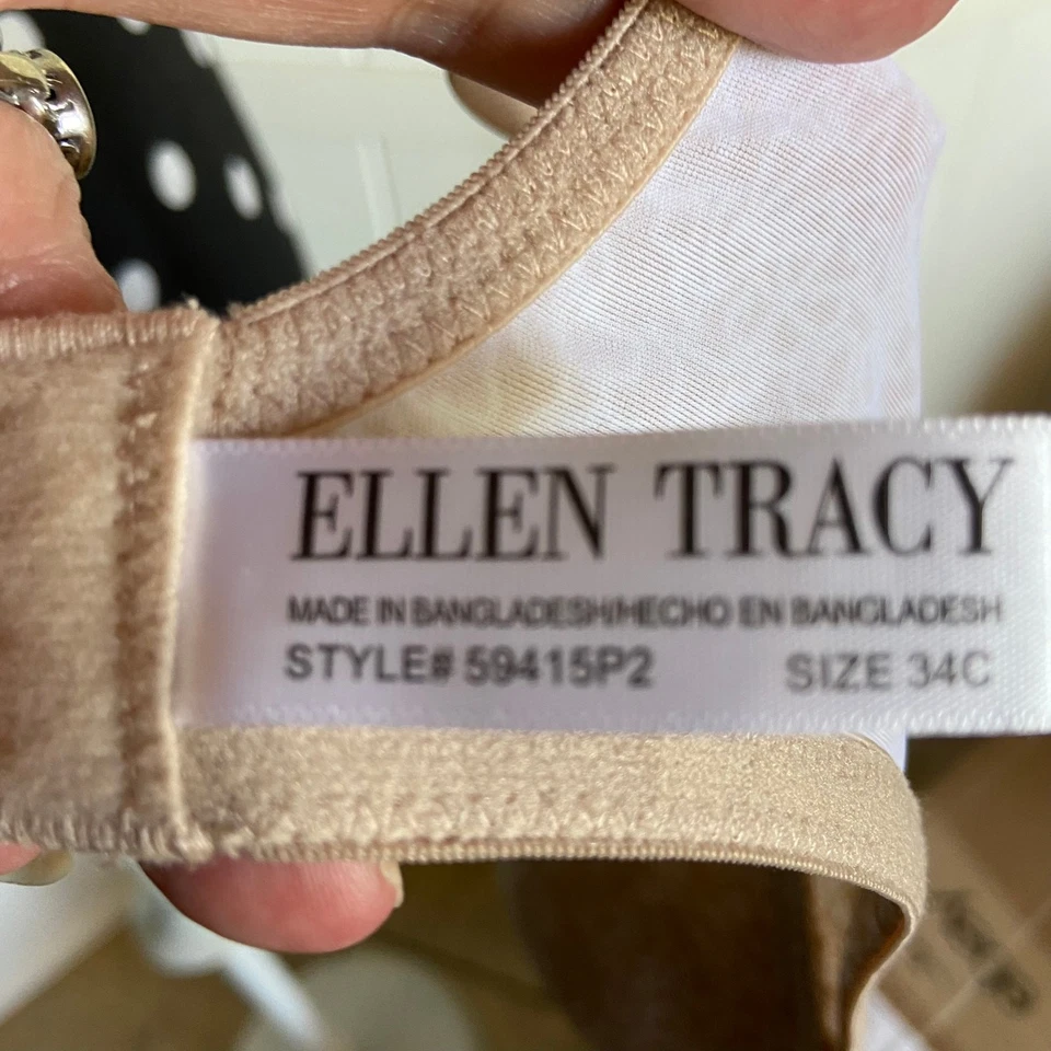 Sujetador para mujer Ellen Tracy talla 34C estampado floral beige camiseta camiseta Foto 3 de 3