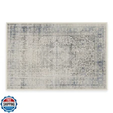 RUGGABLE Washable Vintage Area Rug – Kamran Blue Quartz 2x3, Stain-Resistant,