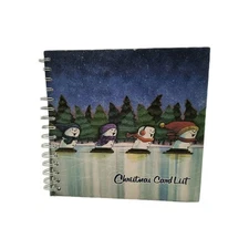 Christmas Card List Spiral Notebook Snowman Ice Skating Holiday Planner Book