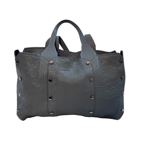 Jimmy Choo Studded Gray Leather Tote Top Handle Shoulder Bag EUC, COA