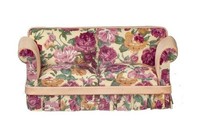 Puppenhaus Pinke Florale Landhaus Sofa Settee JBM Miniatur Wohnzimmer MöBel