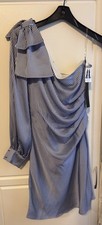 One shoulder blue/white striped dress. NWT. TRENDY! Free shipping.