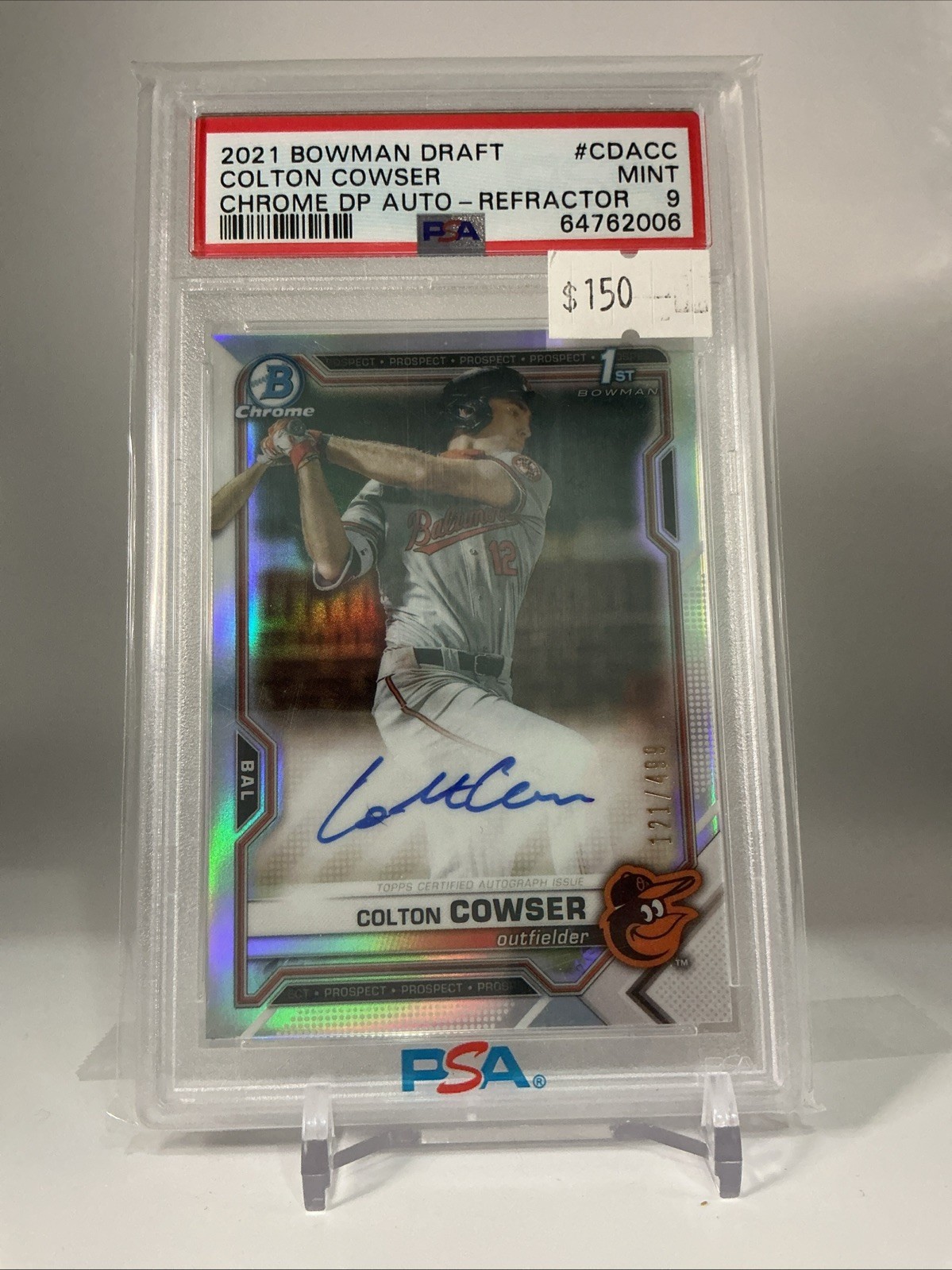 2021 Bowman Draft Colton Cowser 1st Chrome DP Auto Refractor PSA 9 /499