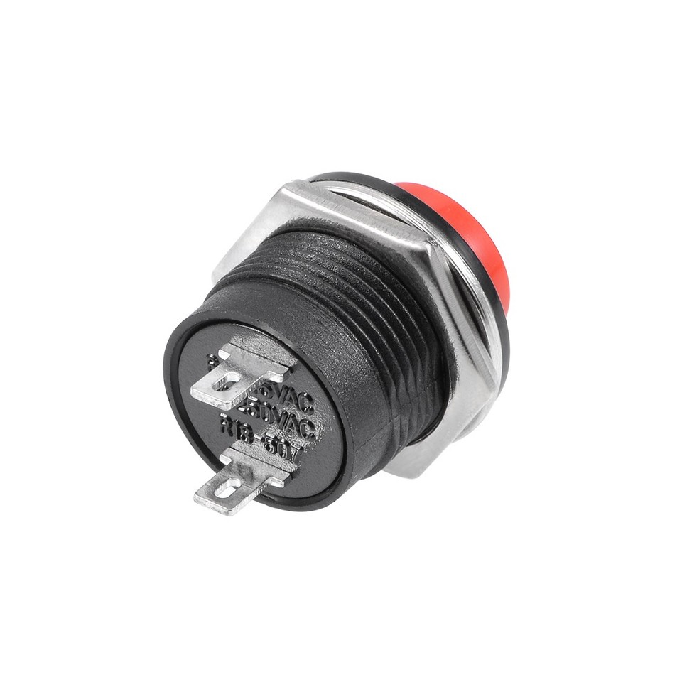Button R13 10pcs,16mm Red Momentary Push Button Switch Round Button R13-507 SPST 1 ...
