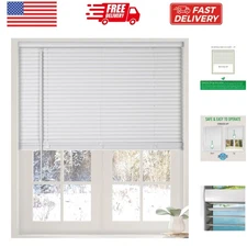 Cordless White 1” Light Filtering Mini Blinds 24” W x 60” H Window Blinds for...