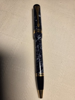 Parker Kugelschreiber Druckmechanik mit Clip, schwarz marmoriert, goldfarbig