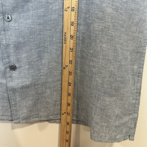 Perry Ellis Linen Blend Short Sleeve Blue Collared Shirt Size L/G NWT MSRP $79 - Picture 7 of 10