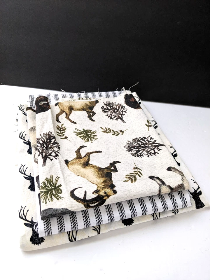 Assorted Cotton Quilt Craft Fabrics Remnants Nature Wildlife Deer Outdoors - Image 3 of 4