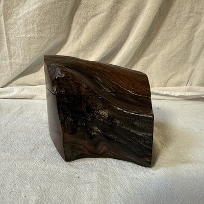 Vintage Natural Burl Wood Velvet Lined Trinket Box 6 W X 5 H X 4 Depth