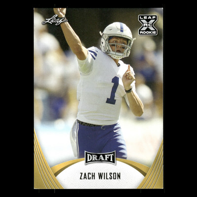 Zach Wilson Rookie #3 2021 Leaf Draft BYU Cougars Football Card NFL