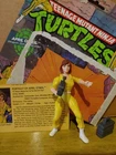 Vintage TMNT APRIL O'NEIL Blue Stripe Action Figure 100% Complete with Board