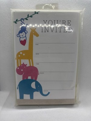 American Greetings Invitations, w Envelopes 20 Pack Zoo Animals