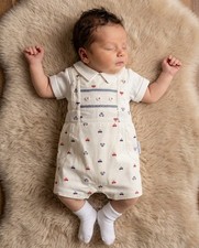 Baby Boy Dungaree Top Smocked Set Outfit Cars