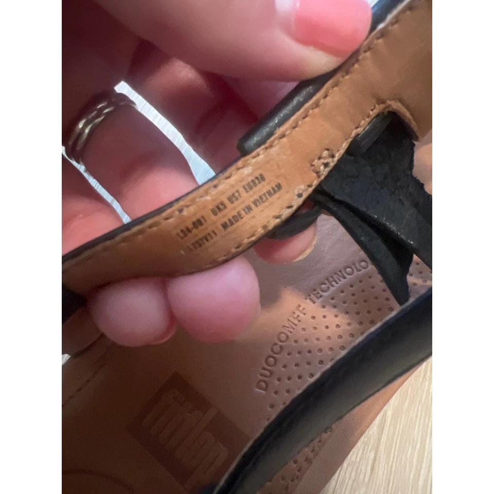 Шлепанцы женские Tia бахрома кожа стринги сандалии размер 7 черный слинга комфорт - Изображение 4 из 4