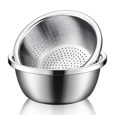 Mixing Bowls Salad Stainless Steel Rice Washing & Heavy Duty 3.5-qt Coler