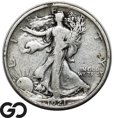 1921 Walking Liberty Half Dollar, Lower Mintage Choice FINE++ Better Date